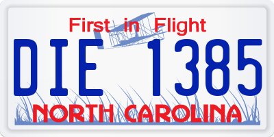 NC license plate DIE1385