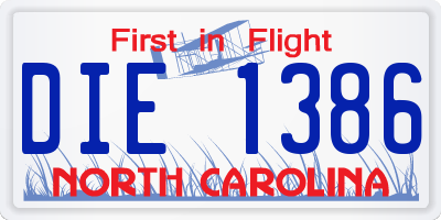NC license plate DIE1386
