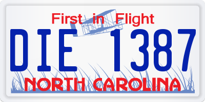NC license plate DIE1387