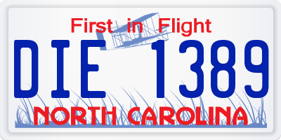 NC license plate DIE1389