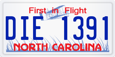 NC license plate DIE1391
