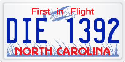 NC license plate DIE1392