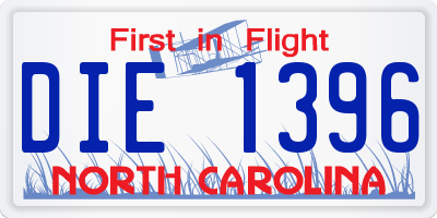 NC license plate DIE1396