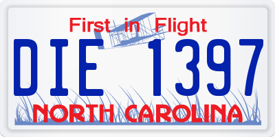 NC license plate DIE1397