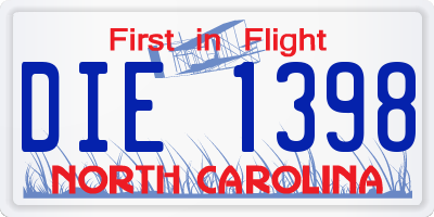 NC license plate DIE1398