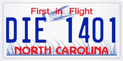 NC license plate DIE1401