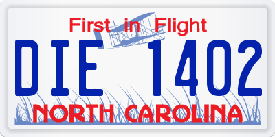 NC license plate DIE1402