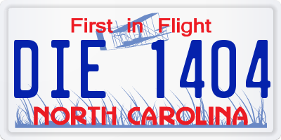 NC license plate DIE1404