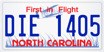 NC license plate DIE1405