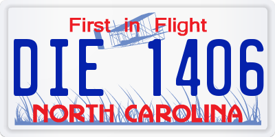 NC license plate DIE1406