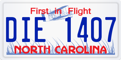 NC license plate DIE1407