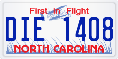 NC license plate DIE1408