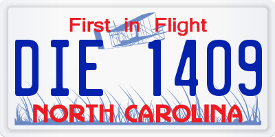 NC license plate DIE1409