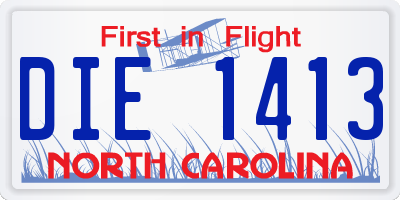 NC license plate DIE1413