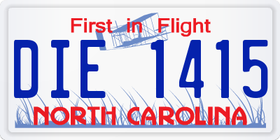 NC license plate DIE1415
