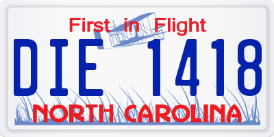 NC license plate DIE1418
