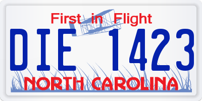 NC license plate DIE1423
