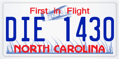 NC license plate DIE1430