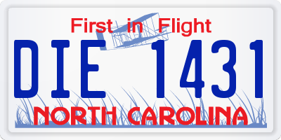 NC license plate DIE1431