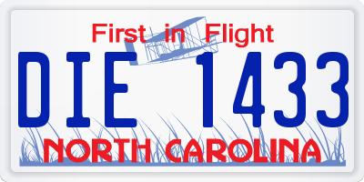 NC license plate DIE1433