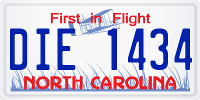 NC license plate DIE1434