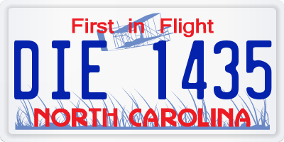 NC license plate DIE1435