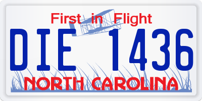 NC license plate DIE1436