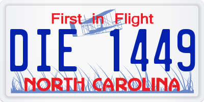 NC license plate DIE1449