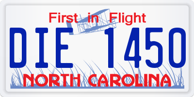 NC license plate DIE1450