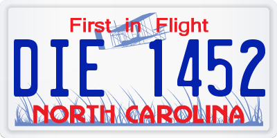 NC license plate DIE1452