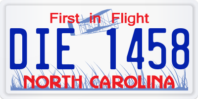 NC license plate DIE1458