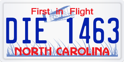 NC license plate DIE1463
