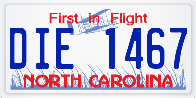NC license plate DIE1467