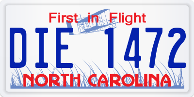 NC license plate DIE1472