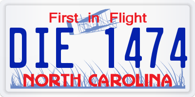 NC license plate DIE1474