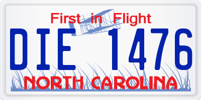 NC license plate DIE1476