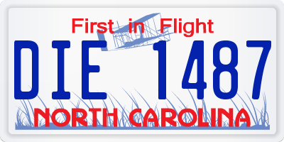 NC license plate DIE1487