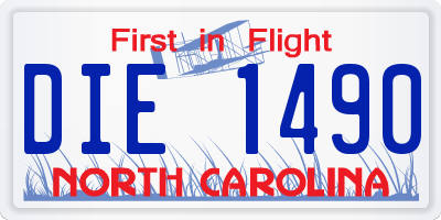 NC license plate DIE1490