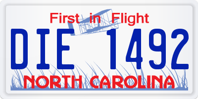 NC license plate DIE1492