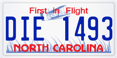 NC license plate DIE1493