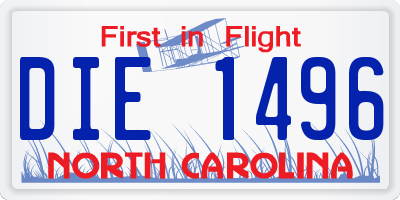 NC license plate DIE1496