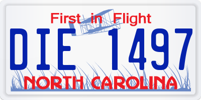 NC license plate DIE1497