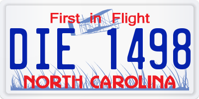 NC license plate DIE1498