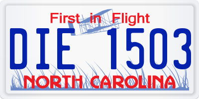NC license plate DIE1503