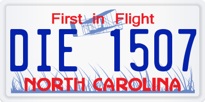 NC license plate DIE1507