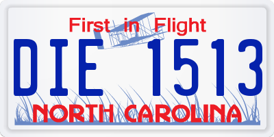 NC license plate DIE1513