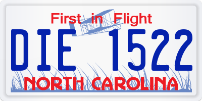 NC license plate DIE1522