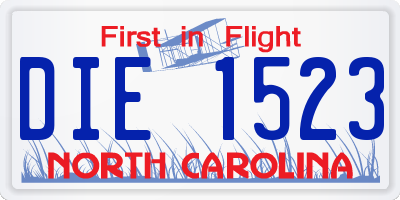 NC license plate DIE1523
