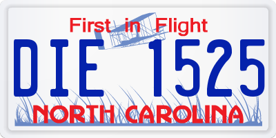 NC license plate DIE1525
