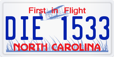 NC license plate DIE1533